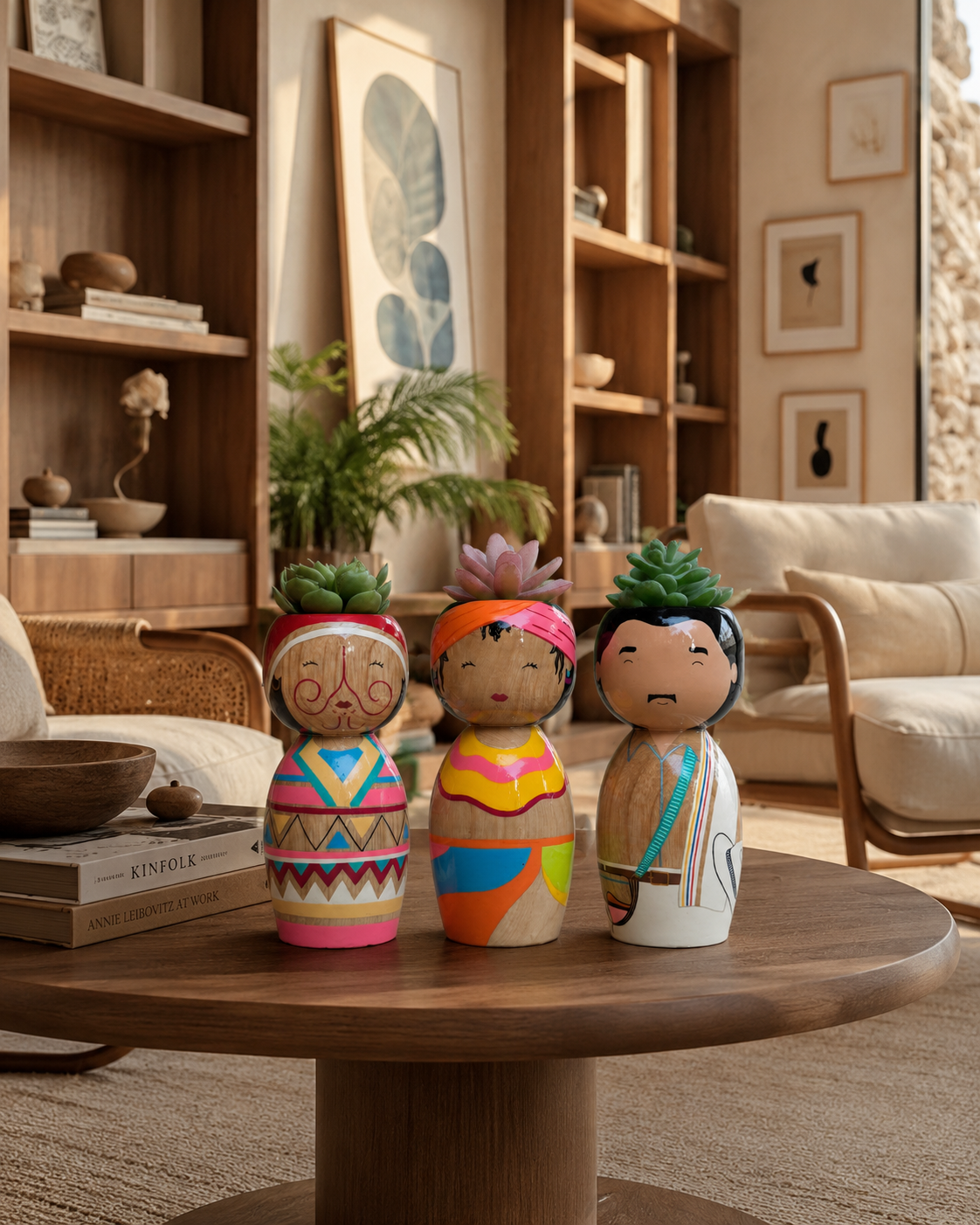 Colección de arte sembrable hecha y pintada a mano en madera. Piezas exclusivas inspiradas en Colombia para decorar, coleccionar y regalar.